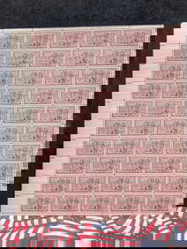 1803-1953 Louisiana Purchase Sesquicentennial, 3-Cent Sheet Of 50 U.S. Stamps. Scotts #1020. Plate