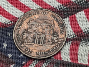 1844, Canada 1/2 Penny, Details, Bank of Montreal, 181 Years Old!
