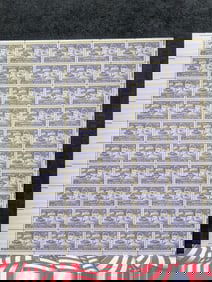 1953 Honoring General George Patton, 3-Cent Sheet Of 50 U.S. Stamps. Scotts #1026. Plate Block