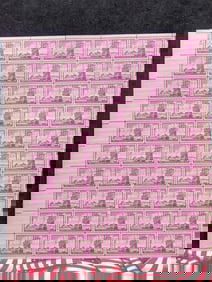 1953 New York City Tricentennial, 3-Cent Sheet Of 50 U.S. Stamps. Scotts #1027. Plate Block #24881.