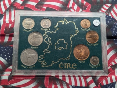 8-Unc-Irish Coin Set, Sealed in Hard Plastic, OGP