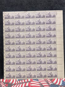1854-1954 Nebraska Territorial Centennial, 3-Cent Sheet Of 50 U.S. Stamps. Scotts #1060. Plate Block