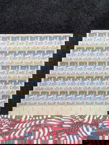 1957 Wildlife Conservation-Whooping Cranes, 3-Cent Sheet Of 50 U.S. Stamps. Scotts #1098. Plate