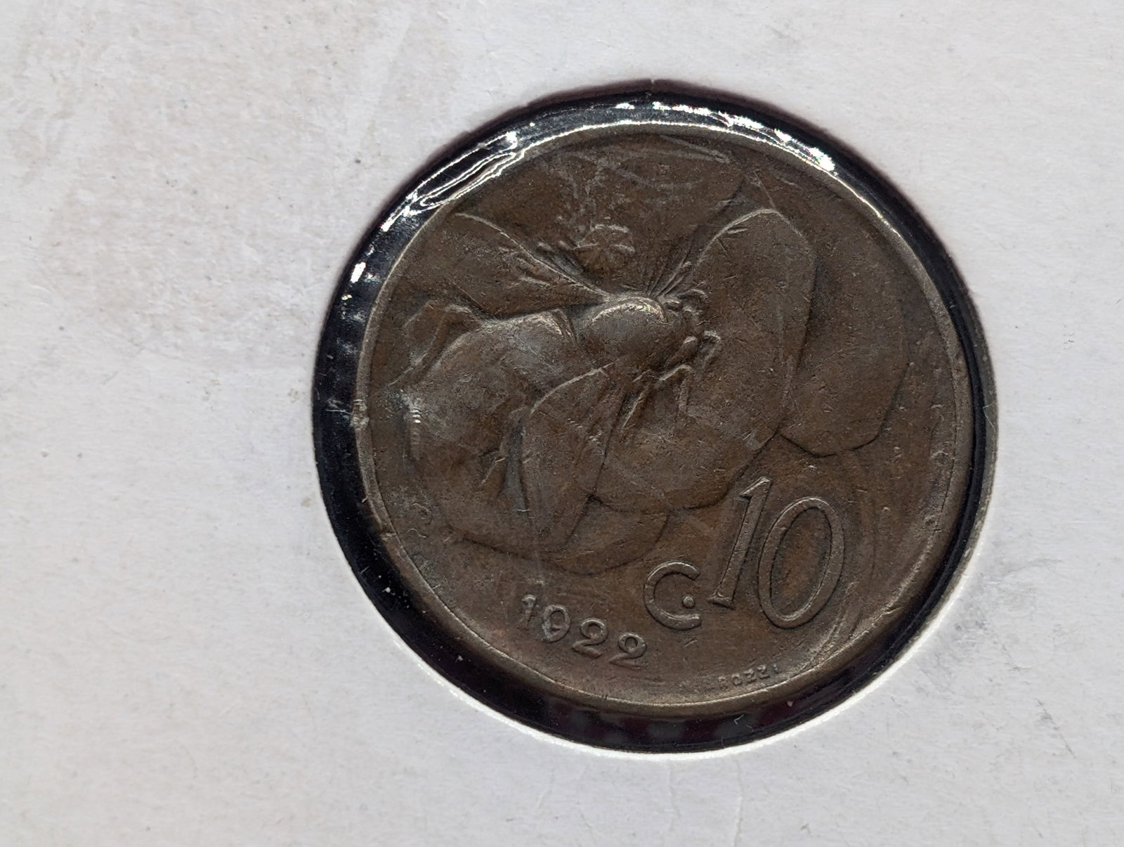 1922-G 10 Centesimi Vittorio Emanuele III Coin: 1922-G 10 Centesimi Vittorio Emanuele III Coin