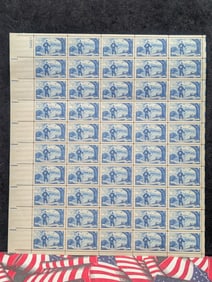 1928-1953 Future Farmers Of America 25th Anniv., 3-Cent Sheet Of 50 U.S. Stamps. Scotts #1024. Plate