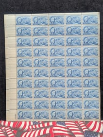 1882-1945 Franklin Roosevelt, 5-Cent Sheet Of 50 U.S. Stamps. Scotts #933. Plate Block #23382.