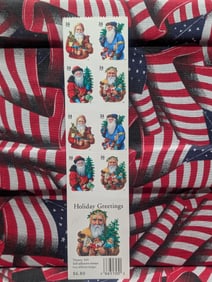2001 34¢ Santa Series Book Of Stamps, 20 Stamps Total, All Mint, Original Gum, Never Hinged