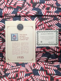 1935-S Peace Silver Dollar /w Stamp & COA