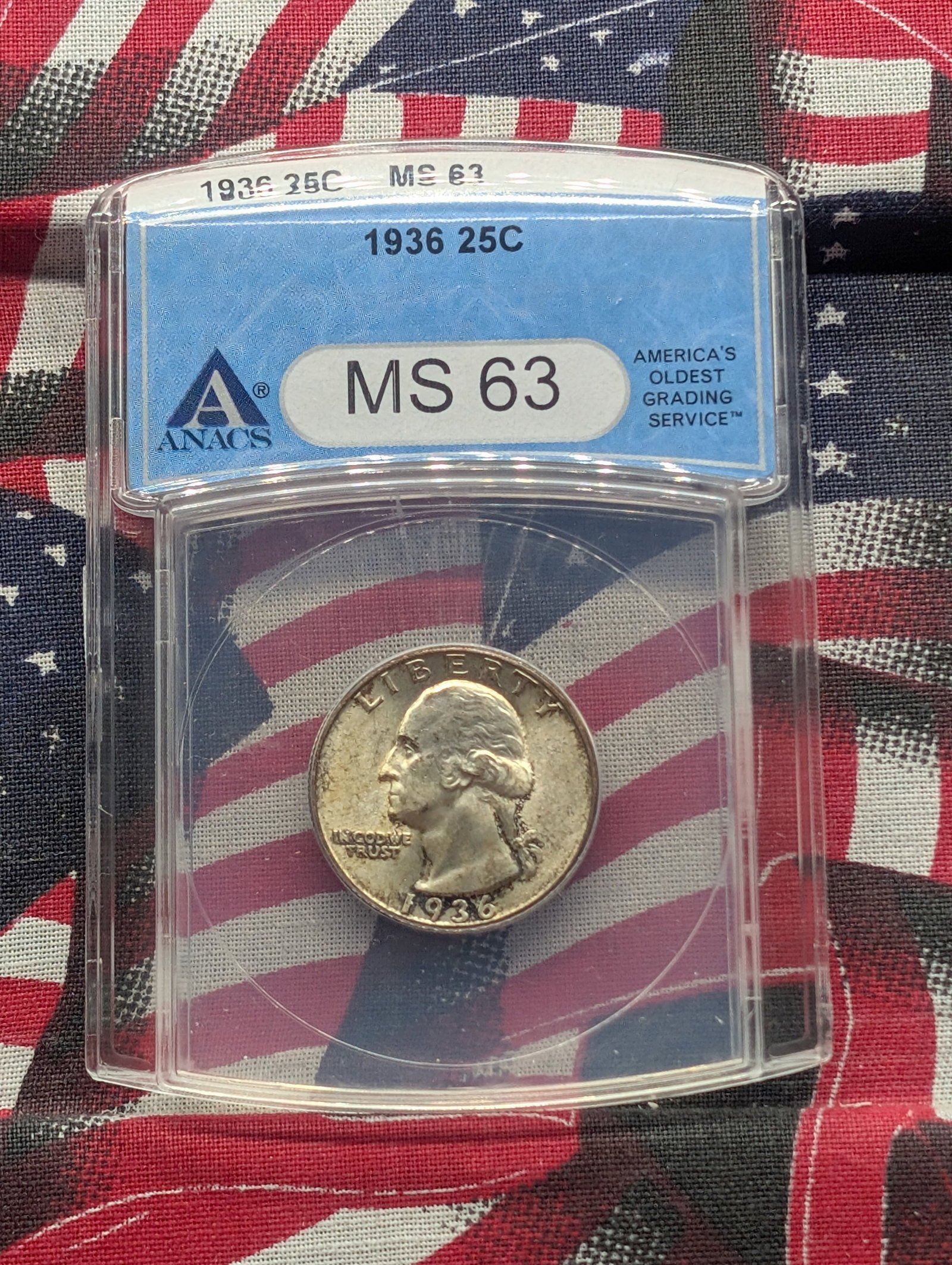 ANACS 1936- 25 Cent MS 63: ANACS 1936- 25 Cent MS 63