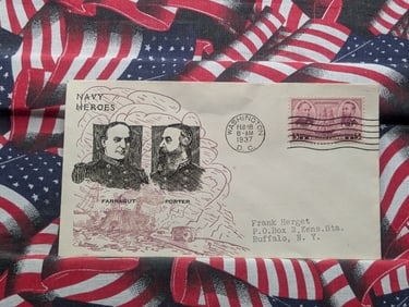 1937 Civil War Naval Heroes Cachet, Mint