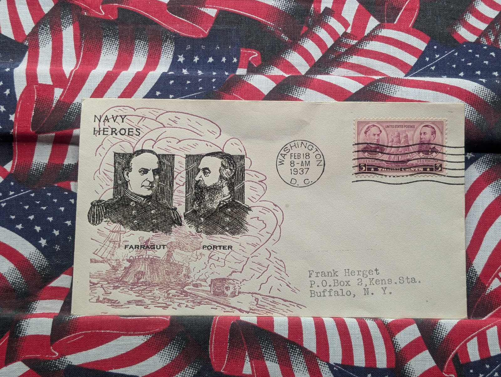 1937 Civil War Naval Heroes Cachet, Mint: 1937 Civil War Naval Heroes Cachet, Mint