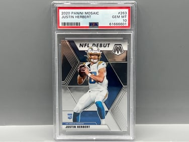 2020 Panini Mosaic Justin Herbert NFL Debut RC #263 PSA Gem Mint 10
