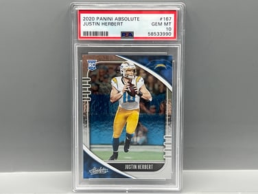 2020 Panini Absolute Justin Herbert RC #167 PSA Gem Mint 10