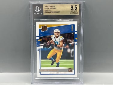 2020 Panini Donruss Justin Herbert Canvas RC #303 BGS Gem Mint 9.5