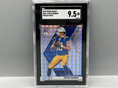 2020 Panini Mosaic Justin Herbert Mosaic Prizm RC #204 SGC Mint+ 9.5