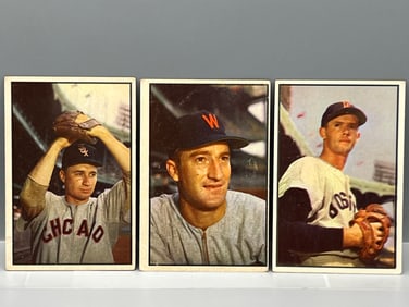 1953 Bowman Color Lou Kretlow #50, Bob Porterfield #22, & Maury McDermott #35