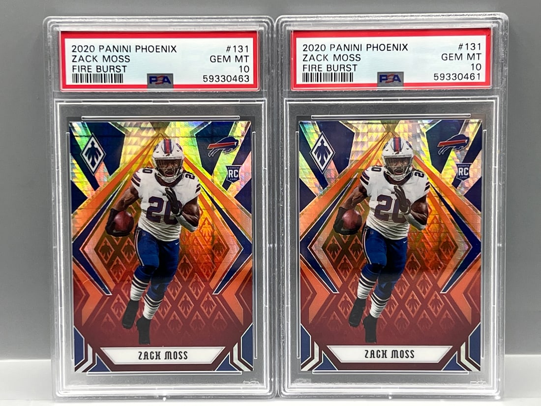 Lot of (2) 2020 Panini Phoenix Zack Moss Fire Burst RC #131 PSA Gem Mint 10 (1 of 2)
