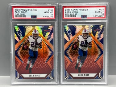 Lot of (2) 2020 Panini Phoenix Zack Moss Fire Burst RC #131 PSA Gem Mint 10