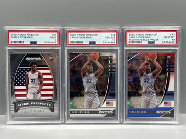 Lot of (3) 2020 Panini Prizm Draft Picks James Wiseman PSA Mint 9 & Gem Mint 10 Rookies