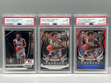 Lot of (3) 2020 Panini Prizm Draft Picks James Wiseman PSA Gem Mint 10 Rookies