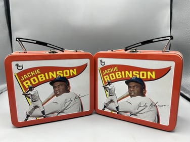 Lot of (2) 2023 Topps Jackie Robinson Baseball Metal Lunch Boxes W/ No Cards Inside