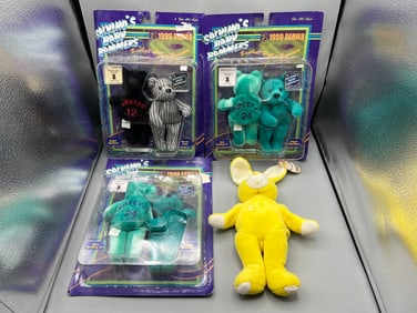 Lot of (4) Baby Bammer Teddy Bears & Derek Jeter Bunny