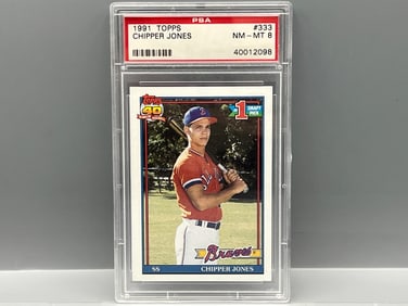 1991 Topps Chipper Jones RC #333 PSA NM-MT 8