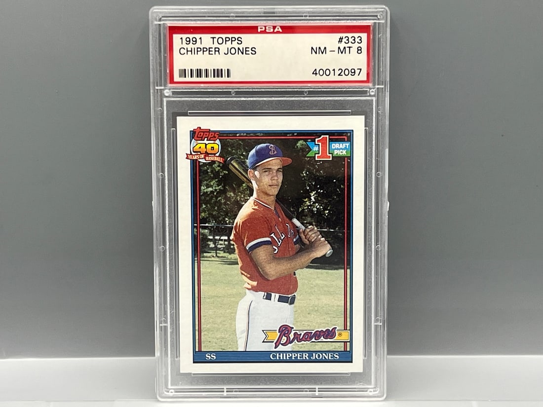 1991 Topps Chipper Jones RC #333 PSA NM-MT 8 (1 of 2)