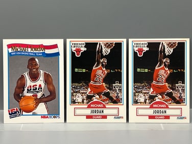 Lot of (3) Early 1990s Michael Jordan Basketball Cards - Varying Conditions