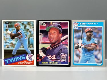 Lot of (3) 1985 Topps, Donruss, & Fleer Kirby Puckett Baseball RCs