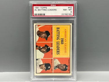 1961 Topps AL Batting Leaders Runnels/Smith/Minoso/Skowron #42 PSA NM-MT 8