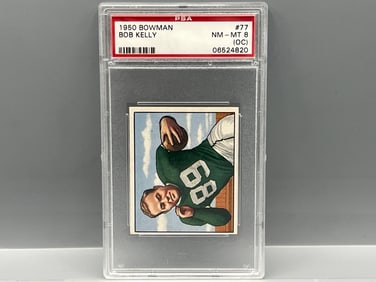 1950 Bowman Bob Kelly RC #77 PSA NM-MT 8 (OC)