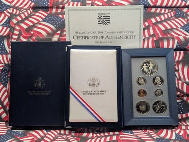 1994-S U.S. Mint Prestige Set in OGP w/ COA - World Cup USA Commem Silver Dollar