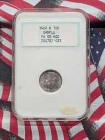 1960-D Roosevelt Silver Dime - NGC Sample Slab w/ Hologram Intact