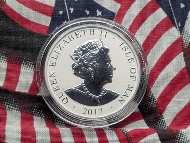 1 Oz. .999 FINE SILVER 2017 Isle of Man Angel in Capsule - REVERSE PROOF