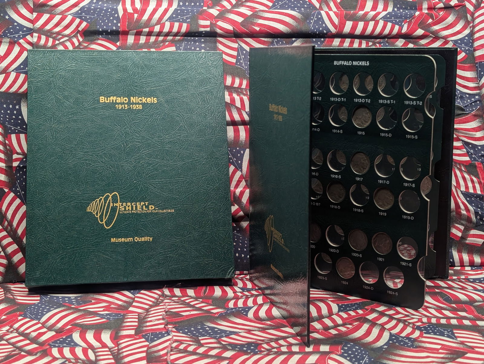 Partial 1913-1938 Indian Head Buffalo Nickel Collection in Intercept Shield Album w/ Sleeve (1 of 8)