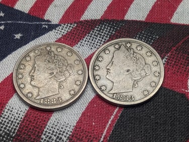 Lot of Two 1883 Liberty Head V-Nickels w/ No Cents *FINE/VF*
