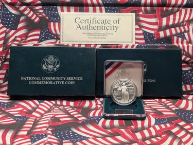 1996-S PROOF National Community Service Commem Silver Dollar in OGP w/ COA