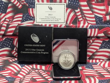 2013-W UNC 5-Star Generals Commem Silver Dollar in OGP w/ COA
