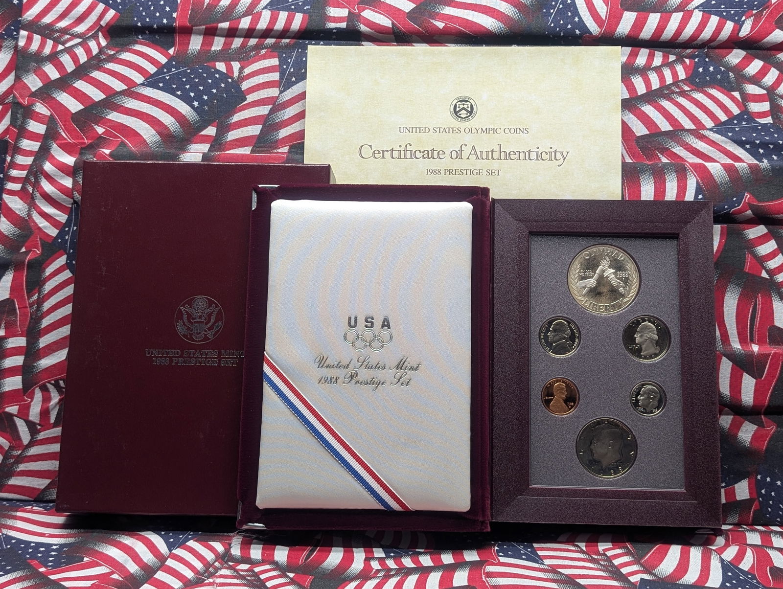 1988-S U.S. Mint Prestige Set in OGP w/ COA - Olympic & Liberty Torches Commem Silver Dollar (1 of 5)