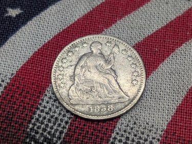 1858 w/ Stars Seated Liberty Half Dime
