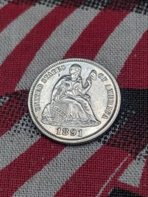 *AU/UNC* 1891 w/ Legend Seated Liberty Dime