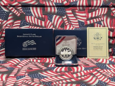 2004-P PROOF Lewis & Clark Bicentennial Commem Silver Dollar in OGP w/ COA