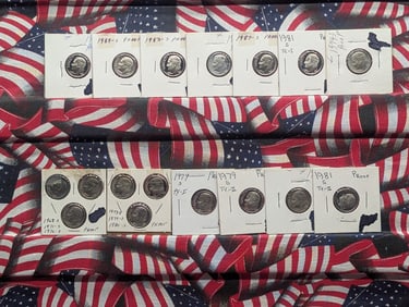 Collection of Proof Roosevelt Dimes 1968-1989 in Collector's Binder Sleeve (17 Coins)