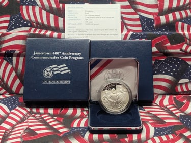 2007-P PROOF Jamestown 400th Anniv. Commem Silver Dollar in OGP w/ COA