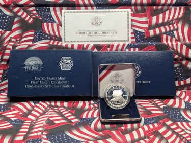 2003-P PROOF First Flight Centennial Commem Silver Dollar in OGP w/ COA