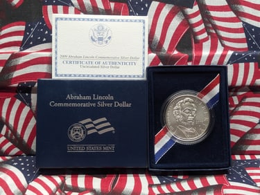 2009-P UNC Abraham Lincoln Commem Silver Dollar in OGP w/ COA