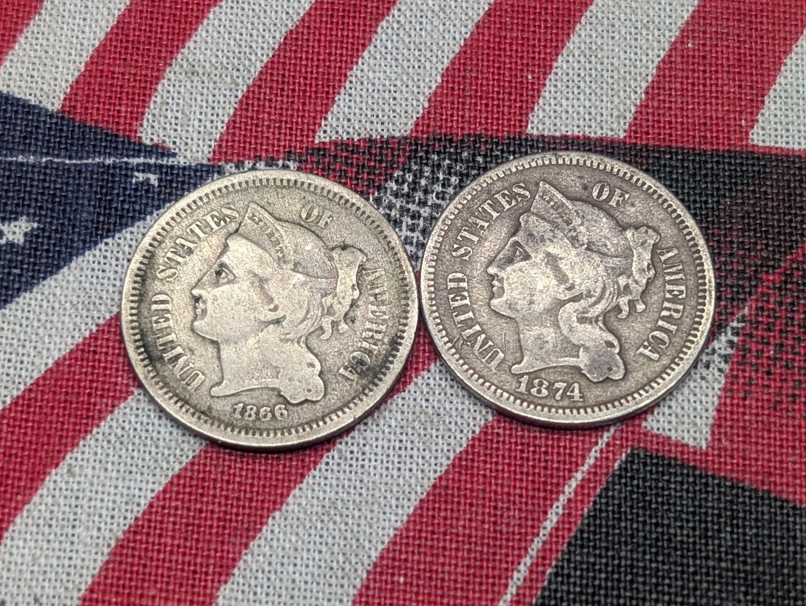 1866 & 1874 Three Cent Nickels (2 PCS) (1 of 2)