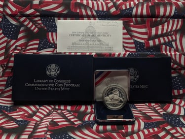 2000-P PROOF Library of Congress Commem Silver Dollar in OGP w/ COA