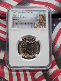 2021-D Sacagawea Military Service $1 Coin - NGC MS68